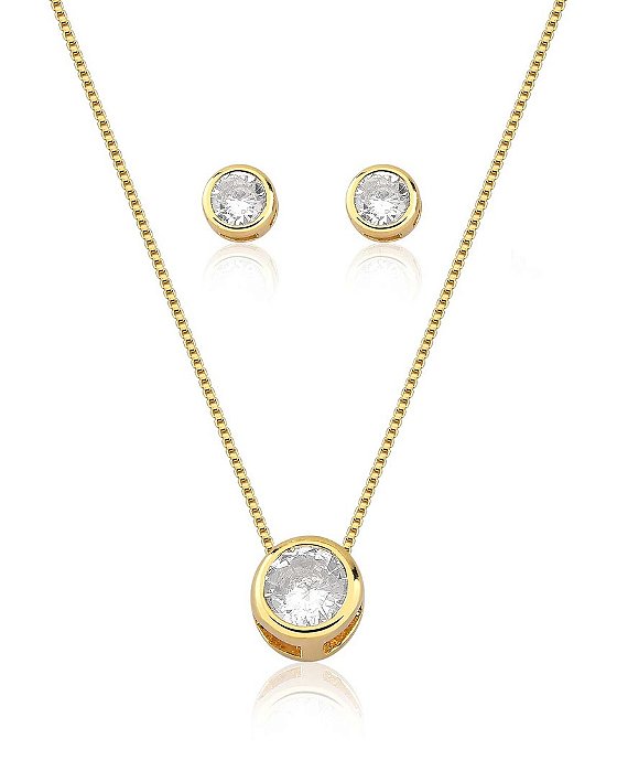 Conjunto Colar e Brinco Ponto de Luz