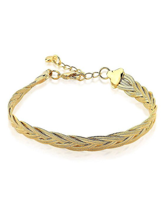 Pulseira Malha Fita Trançada 4 fios