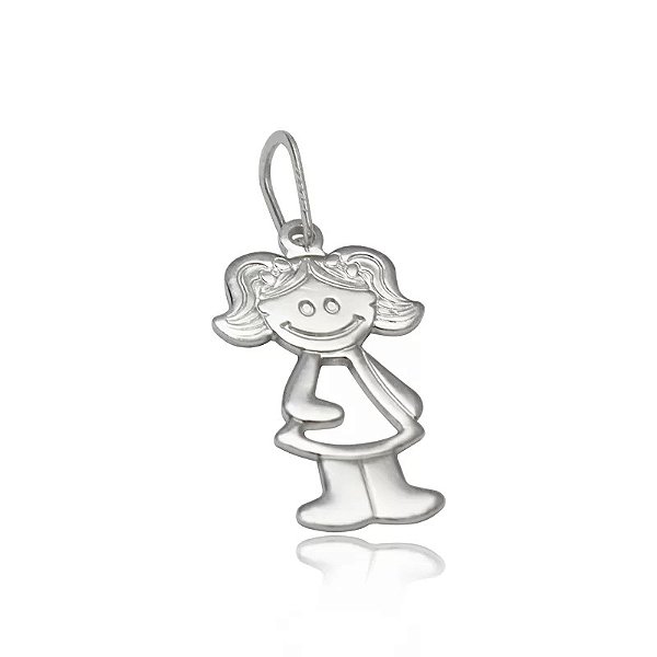 Pingente Prata Menina Vestida Vazada