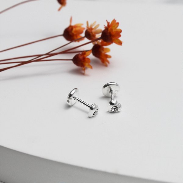 Brinco Prata Coração C/ Ponto Luz