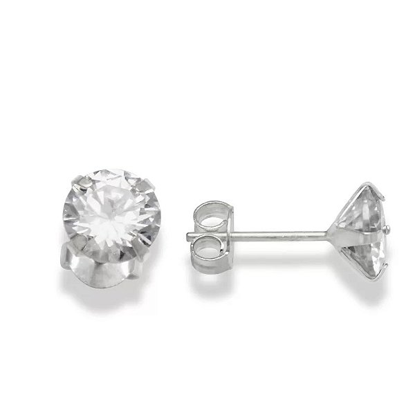 Brinco Prata 925 7mm Solitário Redondo