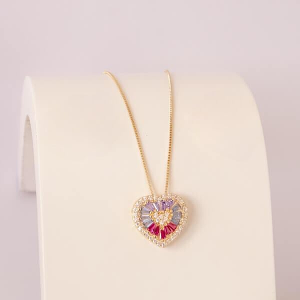 Gargatilha Coração com Zircônias Coloridas