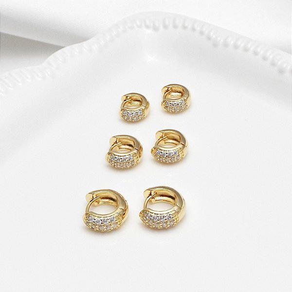 Brinco Trio De Argolas Cravejadas Zirconias