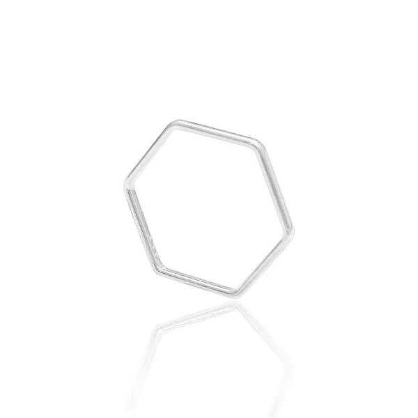 Anel Prata Hexagono Liso