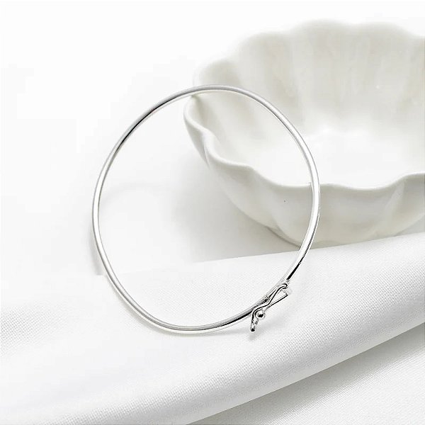 Bracelete  Prata 925 Oval 2mm com Fecho Trava