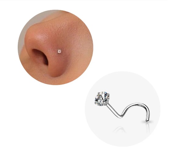 PIERCING PRATA DE NARIZ PONTO DE LUZ