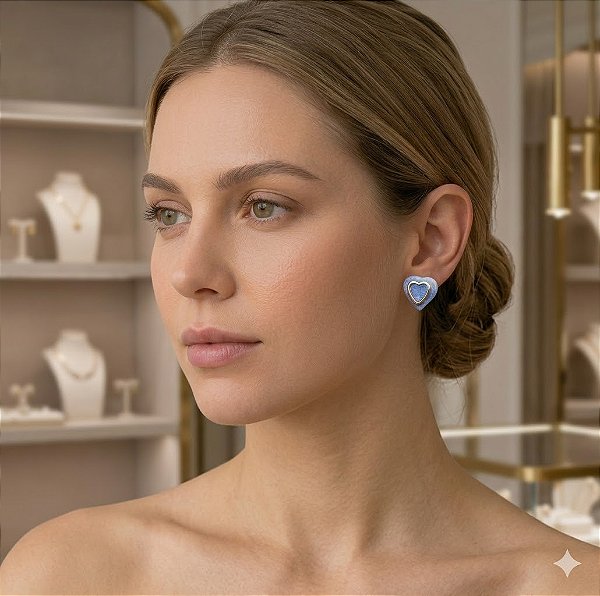 BRINCO CORAÇÃO QUARTZO AZUL