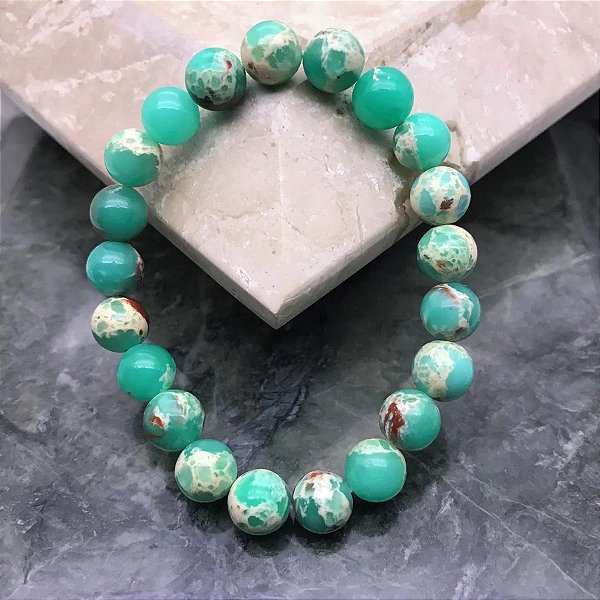 Pedra Pulseira Bola Jaspe Imperial Verde