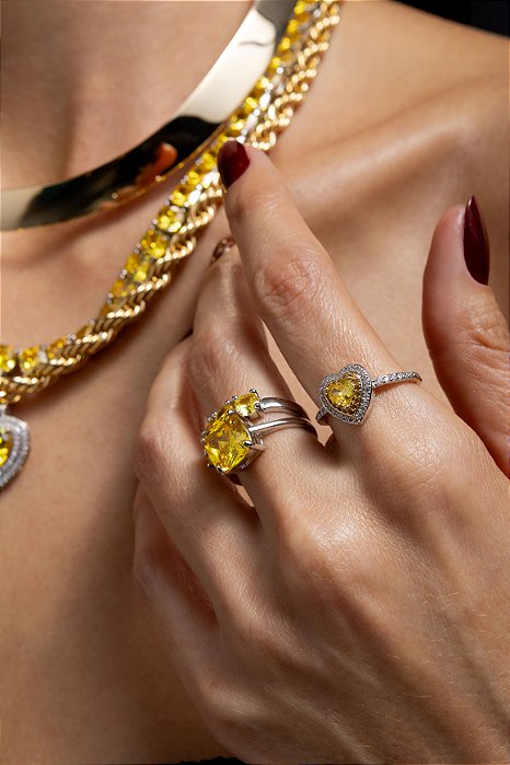 Anel Coração em Ródio Branco