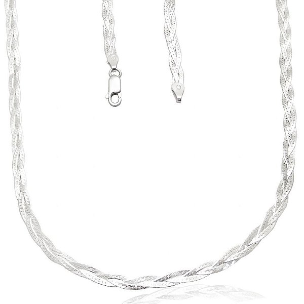 Corrente Prata Trançada 3 Fios