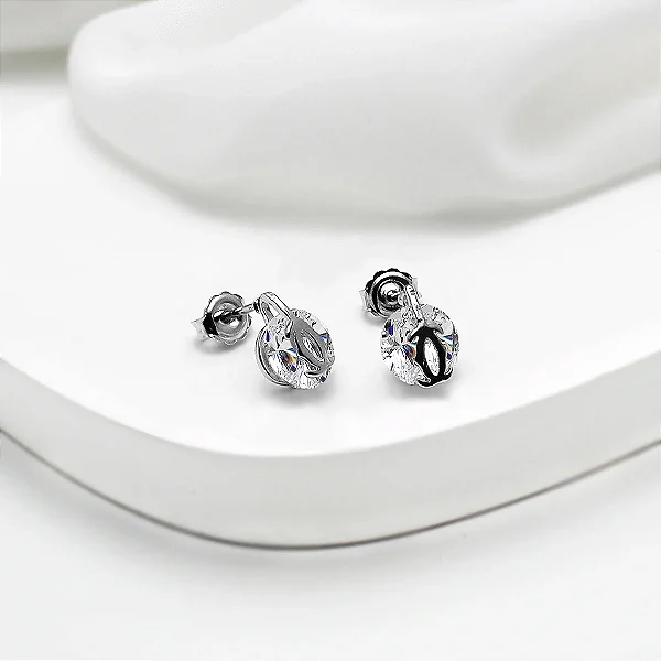 Brinco Rodio Fundição Zirconia Detalhe Liso Meio