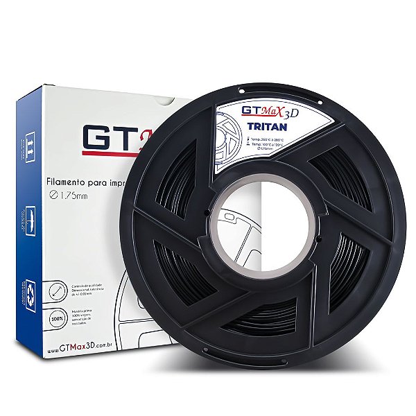 Filamento Tritan 1.75mm GTMax3D - Preto 1kg