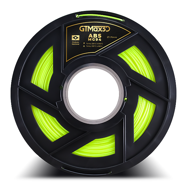 Filamento ABS Premium MG94 1.75mm GTMax3D - Amarelo Fluorescente