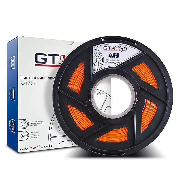 Filamento ABS Premium 1.75mm GTMax3D - Laranja