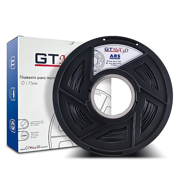 Filamento ABS Premium 1.75mm GTMax3D - Preto