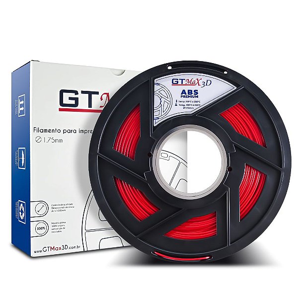 Filamento ABS Premium 1.75mm GTMax3D - Vermelho