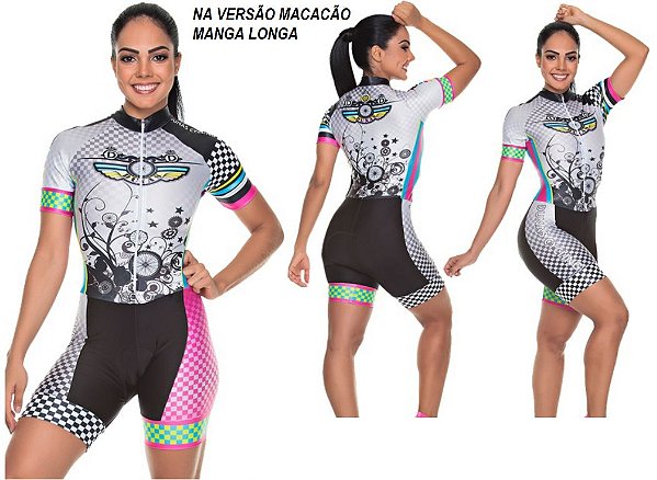 Macacão Feminino Manga Longa Quadriculado Colors