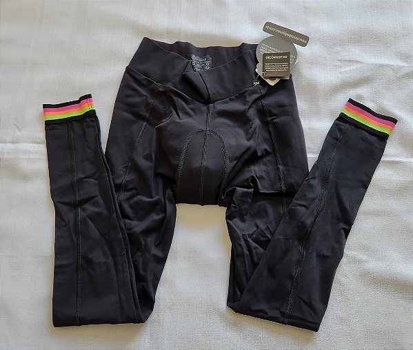Calça Feminina Preta Punho Color