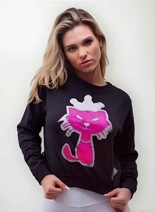Blusa Moletom Gato Preto