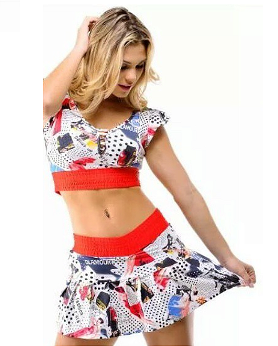 Blusa Tiras Babado Pin Up