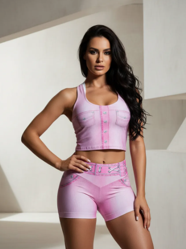 Blusa Capuz Digital Jeans Rosa