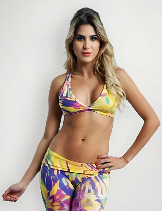 Top Costas Aberta Amarelo Estampado