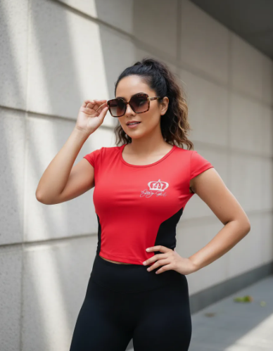 Blusa Suplex Tule Vermelha Preta