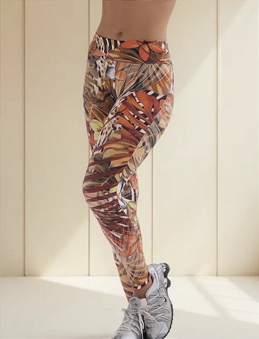 Calça Legging Laranja Estampada