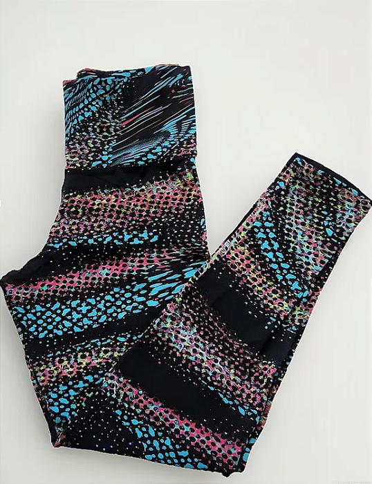 Calça Legging Preta Estampada