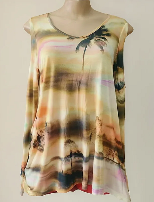 Blusa Manga Vazada Paisagem