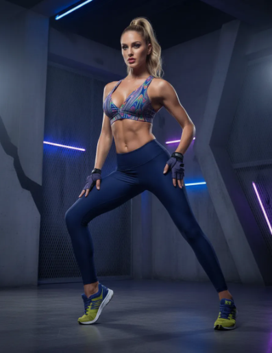 Legging Texturizada Brilho Azul