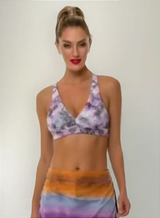 Top Nadador Bojo Lilás Estampado