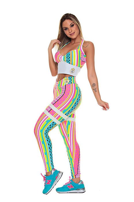 Legging Tira Estampada Estrela Listra