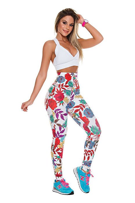 Legging Zíper Estampada Vermelha