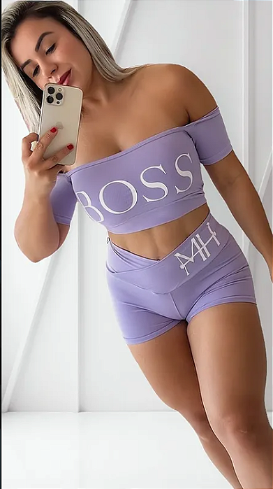 SHORTS BOSS LILÁS