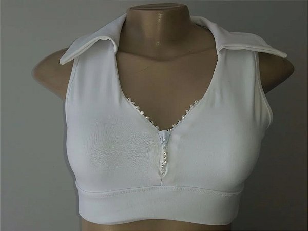 Top Cropped Zíper Branco (COM AVARIA)