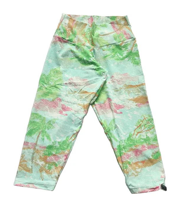 Calça Corsário Verde Flores (COM AVARIA)