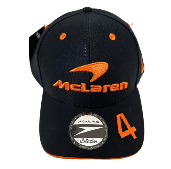 Boné McLaren Preto com Detalhes Laranja – Nº 4