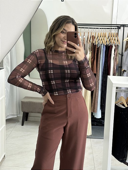 Blusa Tule Xadrez