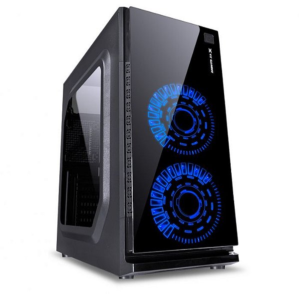 Gabinete Gamer VX Crater Preto com LED Azul USB 3.0 Janela Lateral em Acrílico