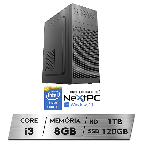 Desktop PC CPU Home Office Intel Core i3 8GB HD 1TB SSD 120GB