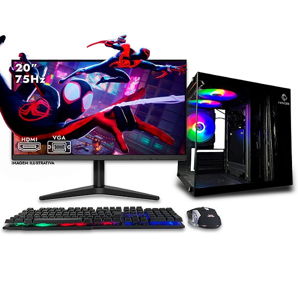 Computador NextPC Gamer Completo Intel Core i7 4ª, GTX 750ti 2GB, 16GB, SSD 512GB, Monitor 20", Gabinete Aquario