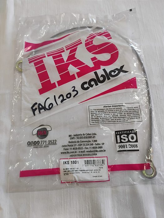 Cabo Tampa Traseia Cacamba Saveiro 87 A 1997 Iks1801