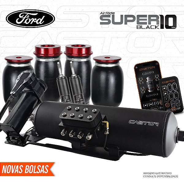 Kit 4 / AirRide Super Black + Montado e Testado - 10mm | Ford