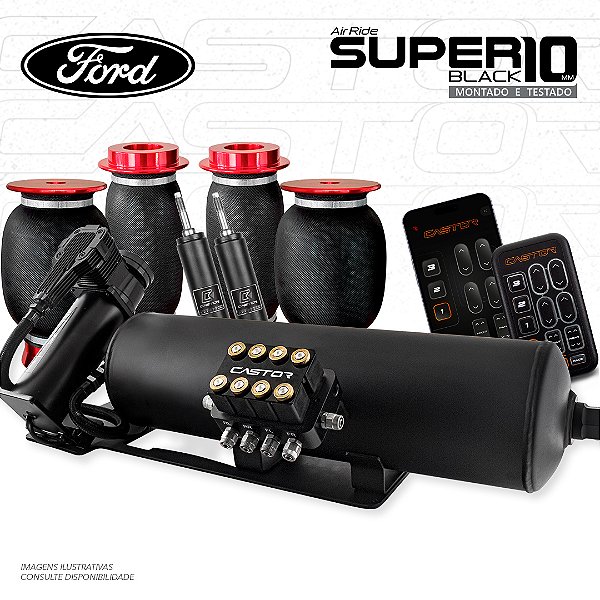 Kit 4 / AirRide Super Black + Montado e Testado - 10mm | Ford