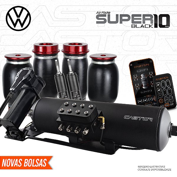 KIT 4 / AirRide Super Black 10 + Montado e Testado - 10mm | Volkswagen