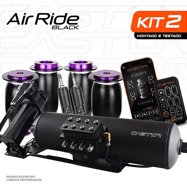 KIT 2 / AirRide Black + Cilindro de Alumínio + Montado e Testado - 8mm
