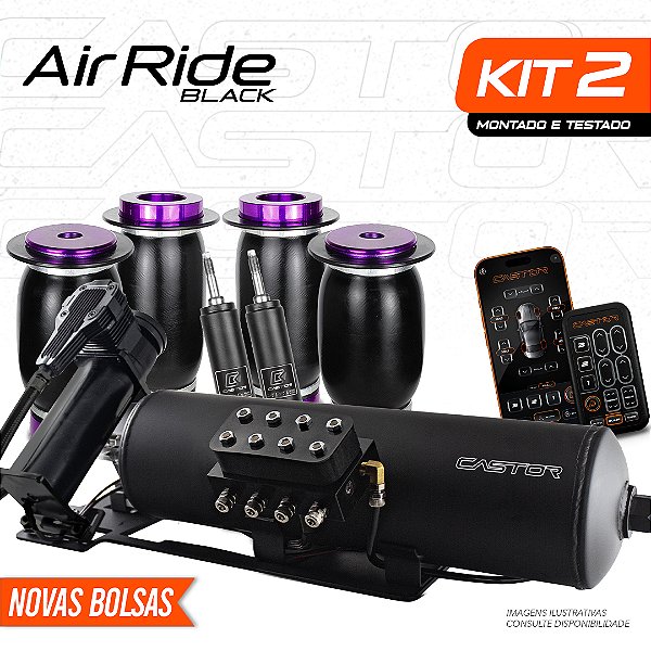 KIT 2 / AirRide Black + Cilindro de Alumínio + Montado e Testado - 8mm