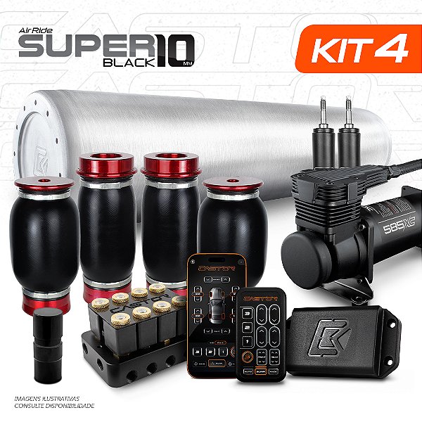 KIT 4 / AirRide Super Black 10 + FlatTank + Compressor 585xc