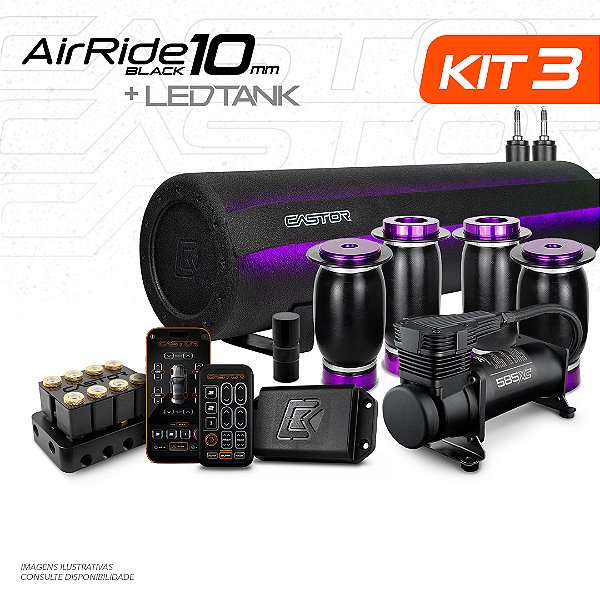 KIT 3 / AirRide Black 10mm + LEDTank